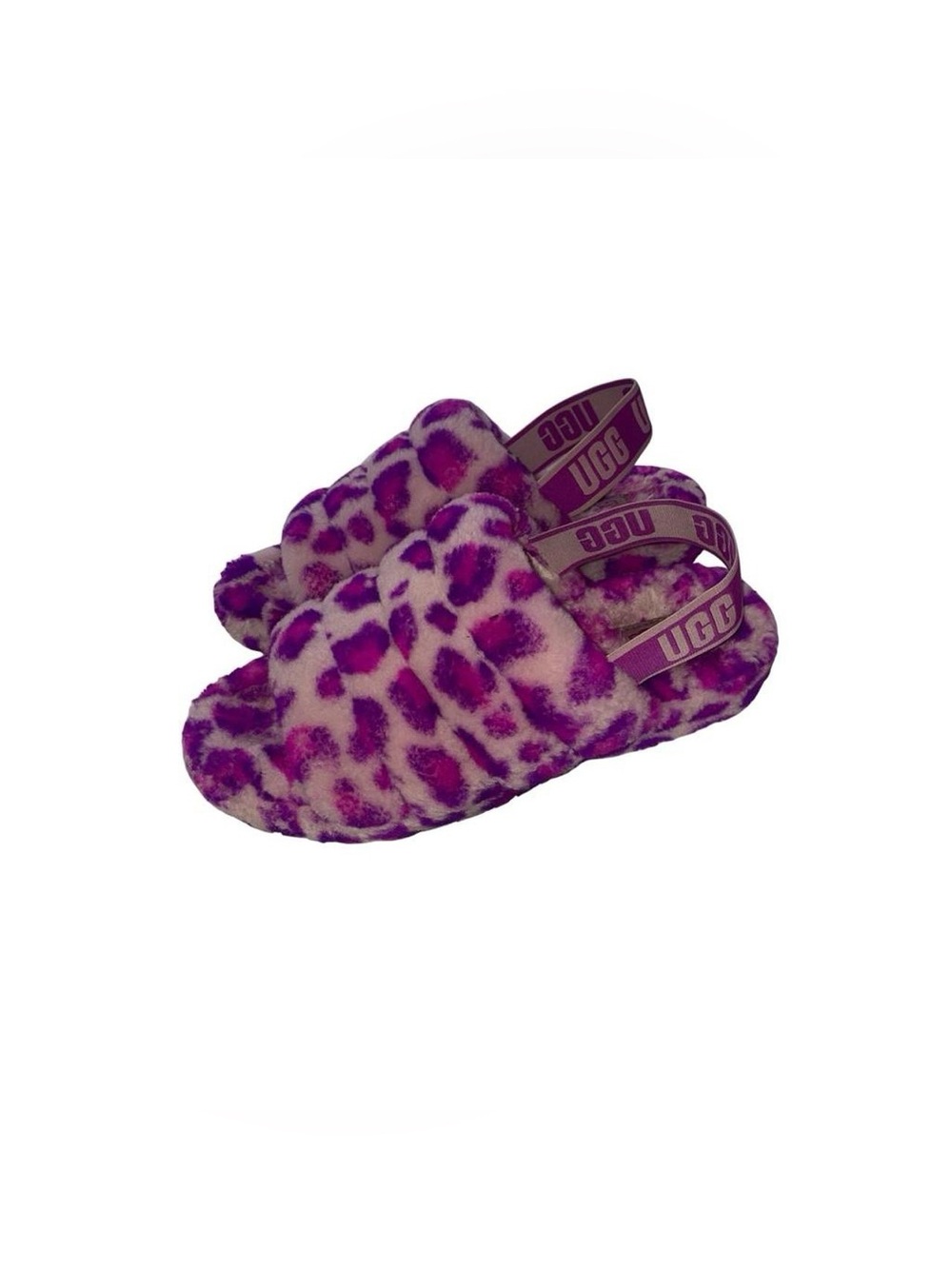 pink leopard UGG fluff yeah slippers.